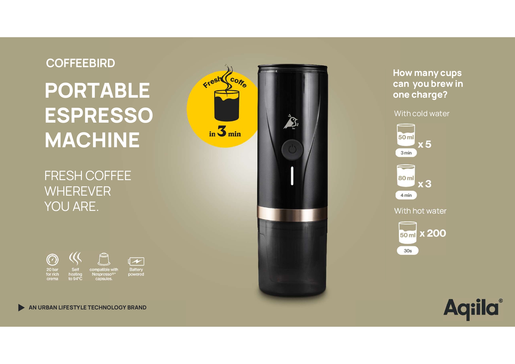 Cafetière nomade et powerbank Coffeebird Aqiila